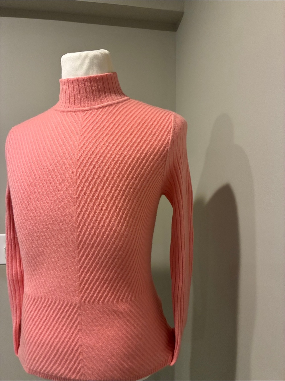 Classiques Entier Cashmere Coral Pink Ribbed Turtleneck Sweater